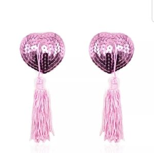 Sequins Pink Heart shaped Reusable Pasties Covers